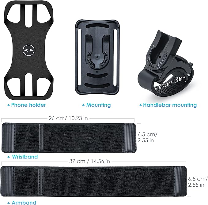 Cikyner Running Armband, 3 in 1 Running Phone Holder Sports Armband Bicycle Phone Holder 360° Rotatable & Detachable Running Phone Armband for 4.5-7'' iPhone Huawei for Gym Running Hiking-StrideForce Fitness