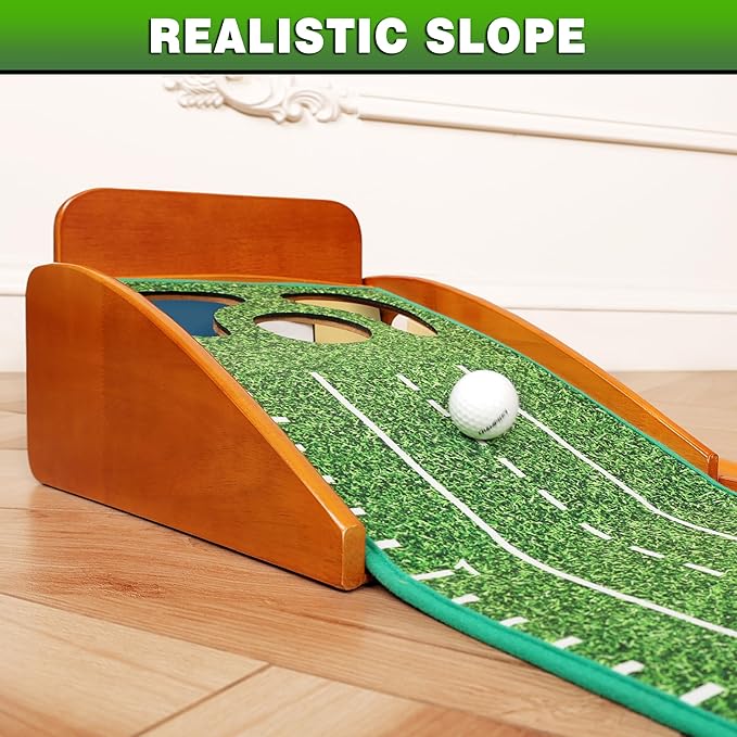 CHAMPKEY Professional Hazard Golf Putting Green Come with Golf Putting Gates and Putting Mirror - Progressive Slope Tech and Noise Reduction Tech Golf Putting Mat-StrideForce Fitness
