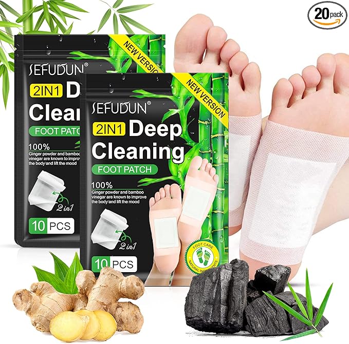 20PCS Upgrade Foot Pads, 2-in-1 Natural Bamboo Vinegar Ginger Powder Foot Pads-StrideForce Fitness