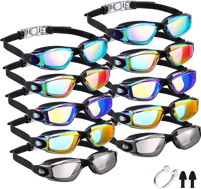 Konohan 10 Pack Swim Goggles Bulk for Kids adult Pool Goggles Anti Fog Silicone No Leak Swimming Glasses for Men Women Youth-StrideForce Fitness