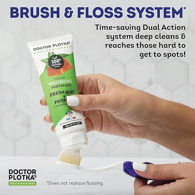 MOUTHWATCHERS Dr Plotkas Soft Flossing Toothbrush, Folding Travel Toothbrush for Adults, Ultra CleanToothbrush, Good for Sensitive Teeth and Gums, 4 Pack