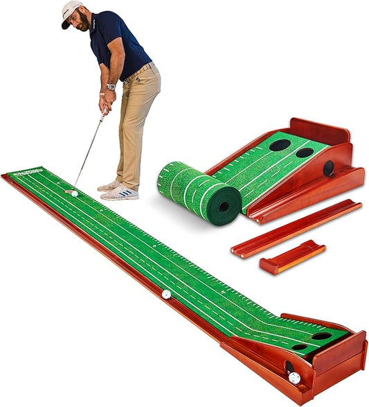 Perfect Practice Golf Putting Mat - Portable Putting Green, Indoor & Outdoor Practice, with Ball Return - Golf Training Aid for Home, Office, Backyard - Golfing Gifts for Men-StrideForce Fitness