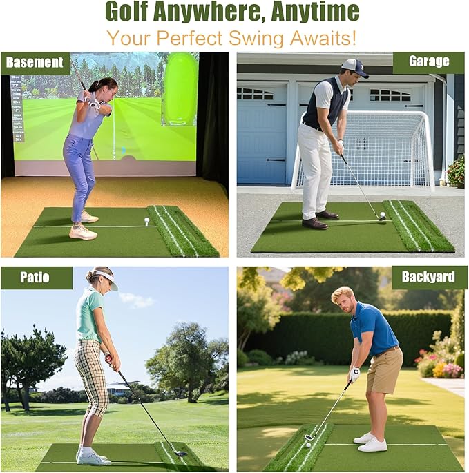 SIOTMERA 23x16IN & 5x4FT Golf Mat, Dual-Turf Golf Hitting Mat with High-Elasticity EVA Anti-Slip Bottom, Anti-Deformation,Reinforced Glue, Ideal for Swing,Chipping Practice,Indoor/Outdoor-StrideForce Fitness