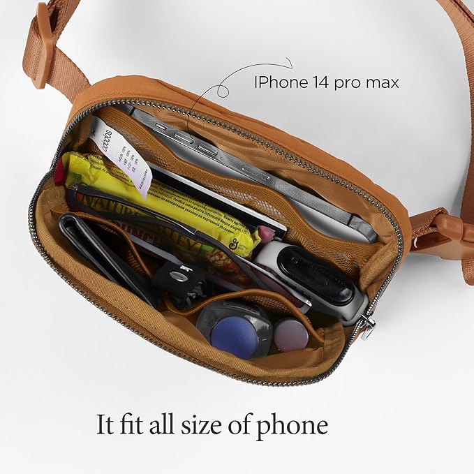 ODODOS Unisex Mini Belt Bag with Adjustable Strap Small Fanny Pack for Workout Running Traveling Hiking, Sugar Almond-StrideForce Fitness