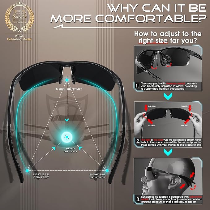 ATTCL Men's Sports Polarized Sunglasses Men for Driving running Fishing Golf - UV Protection Sun glasses Metal Frame-StrideForce Fitness