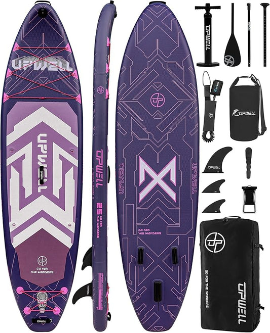 UPWELL 11'6"×35" Extra Wide Inflatable Paddle Board, Stand Up Paddle Board for Youth & Adults, Stable Design, Premium SUP Accessories, 120L Backpack, 10L Dry Bag, Paddle, Leash, Hand Pump, US Fins-StrideForce Fitness