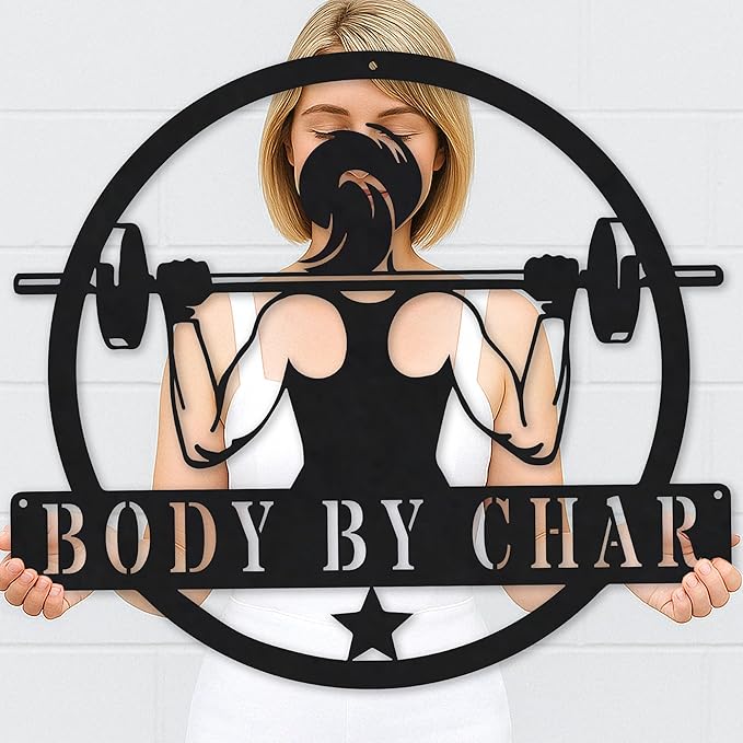 Personalized Gym Sign - Custom Name Metal Sign - Workout Room Home Decor - Family Gym Wall Art - Gifts for Mom Sister Women, Metal Gym Signs-StrideForce Fitness