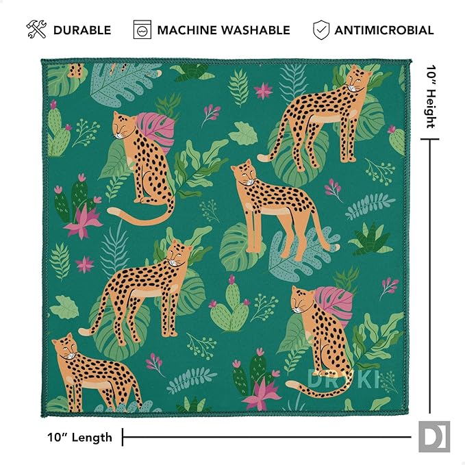 Pocket-Sized Sweat Towels - The Original Sweat Absorbing Handkerchiefs - Quick-Dry Microfiber Sweat Rags for Face, Hands, & Body - Men & Women - Gym, Sports, and Work (Jungle Cat: 5 Pack)-StrideForce Fitness