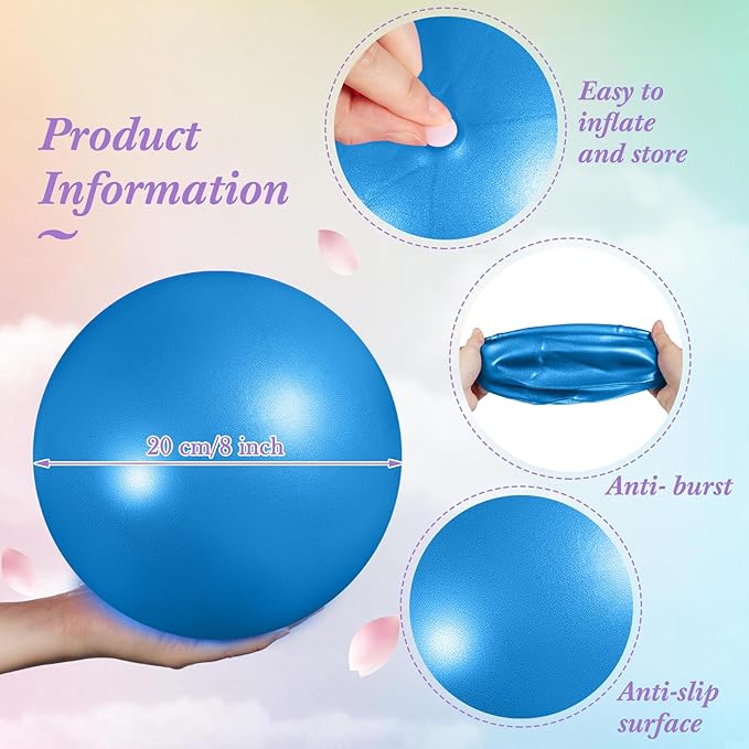 Aoriher 10 Pieces 9 Inch Exercise Pilates Ball Yoga Therapy Core Ball for Yoga Stability Barre Training Stretching Physical Posture Training Gym-StrideForce Fitness