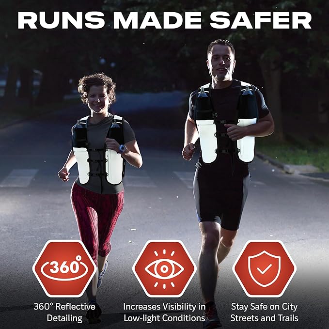 TakaFiTrail Running Hydration Vest Men - Breathable Trail Running Hydration Vest w/ 2 Water Bottles, Bladder Pouch, Ice Pack for Runners - Reflective Marathon Gear Jogging Backpack for Hiking-StrideForce Fitness