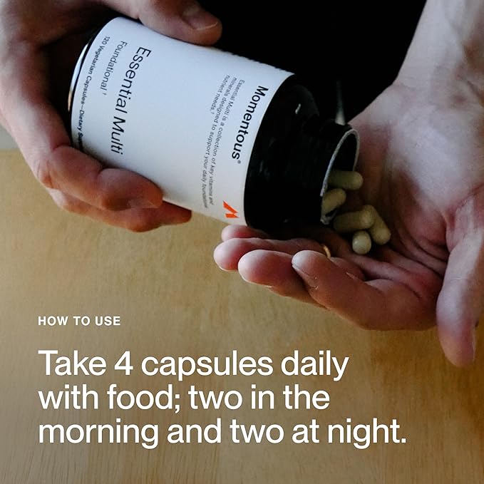 Momentous Essential Multivitamin for Women & Men - Complete Vitamin & Mineral Complex for Athletes & Wellness Enthusiasts - GMO- & Gluten-Free - NSF Certified for Sport - 30 Servings-StrideForce Fitness