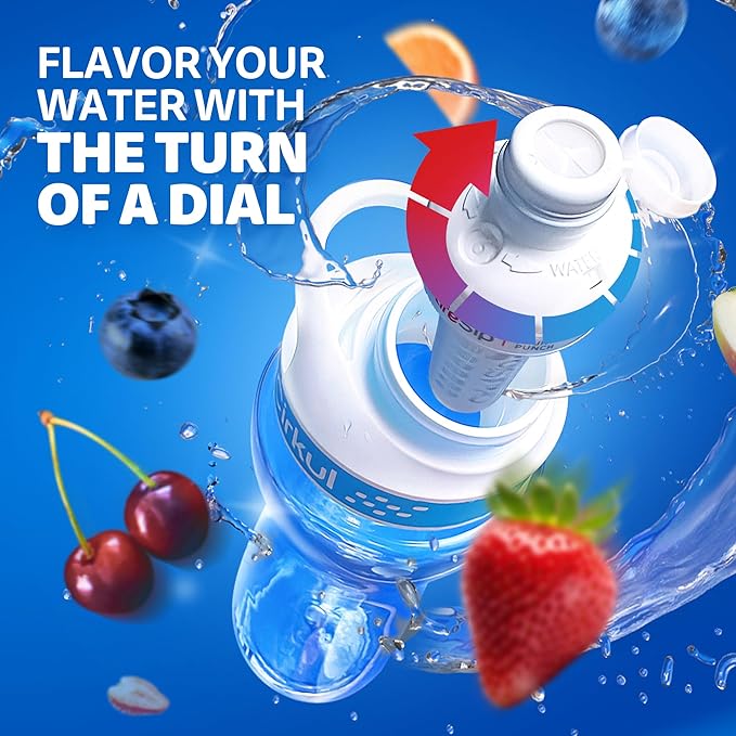 Cirkul 12oz. BPA-Free Plastic Water Bottle Starter Kit for Kids with Blue Lid, 2 Flavor Cartridges (1 LifeSip Fruit Punch, 1 FitSip Mixed Berry), No Sugar, Zero Calorie Drink Mix-StrideForce Fitness