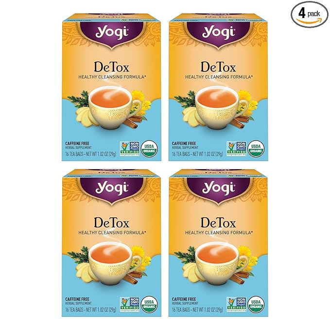 Yogi Tea DeTox Tea - 16 Tea Bags per Pack (4 Packs) - Organic Detox Tea for Digestive & Circulation Support - Includes Burdock, Dandelion, Ginger Root, Black Pepper, Cardamom & Juniper Berry-StrideForce Fitness
