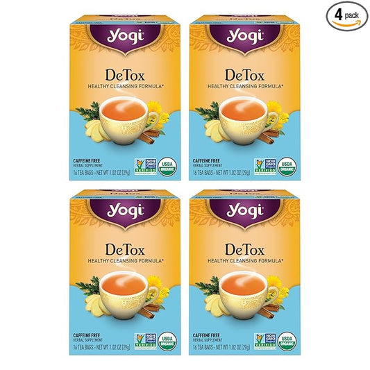 Yogi Tea DeTox Tea - 16 Tea Bags per Pack (4 Packs) - Organic Detox Tea for Digestive & Circulation Support - Includes Burdock, Dandelion, Ginger Root, Black Pepper, Cardamom & Juniper Berry-StrideForce Fitness