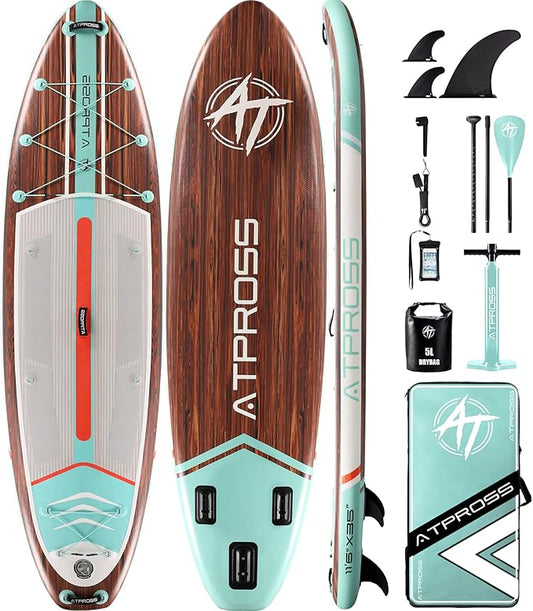 11'6"x35" Inflatable Paddle Board, 450lbs Extra Wide Stand Up Paddleboard for Adults with Premium SUP Accessories Kit & Backpack, Blow Up Kayak Non-Slip Stable Deck Boat for Yoga Fishing Surf-StrideForce Fitness