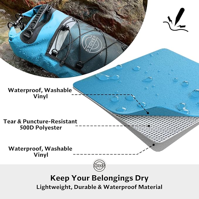 STOVER 5/10/25/30/40/55L Waterproof Backpack- Floating Dry Bag for Kayaking, Travel, Beach, Hiking, & Camping, Men/Women-StrideForce Fitness