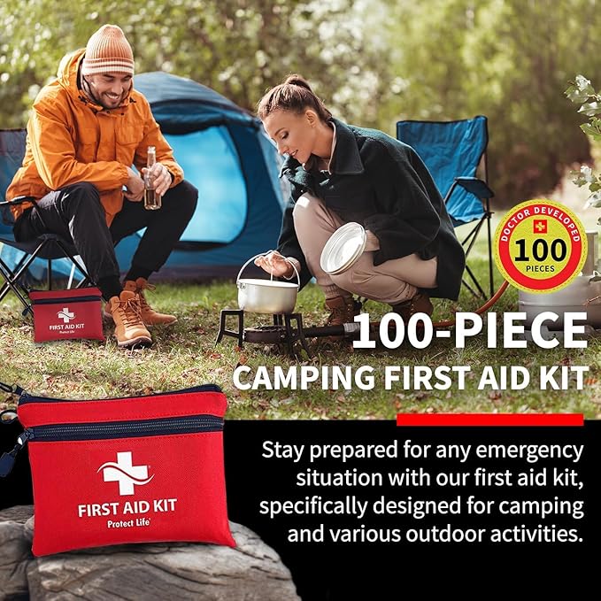 Protect Life Survival First Aid Kit for Home/Business, Camping Survival Kits | Mini Travel First Aid Kit | Camping Equipment | Small Kits for Car | Outdoor Emergency Survivals Pack - 100pcs-StrideForce Fitness