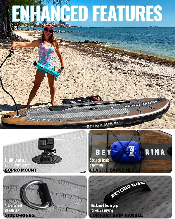 BM Paddle Board Inflatable Stand Up Paddle Board, SUP Paddleboard for Adult, Premium Accessories | Non-Slip EVA Deck & Foam Handles, Camera Mount, Double Action Pump, 85L Travel Backpack-StrideForce Fitness