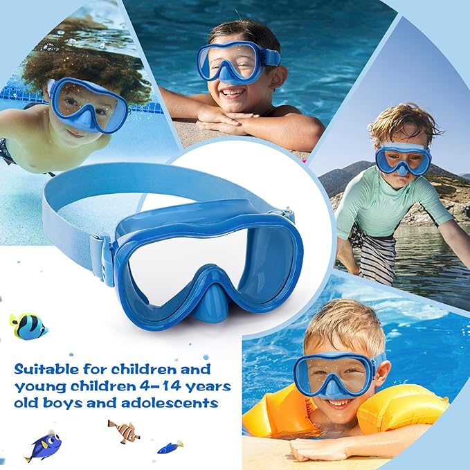Kids Swim Goggles with Nose Cover, Anti-Leak Swim Mask with Elastic Fabric Strap, UV Protection Swimming Goggles for Kids-StrideForce Fitness