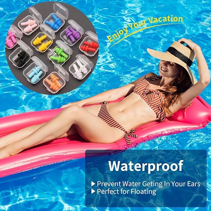 Ear Plugs for Swimming, Soft Ear Plugs for Sleeping Noise Cancelling, Reusable Ear Plugs for Noise Reduction, Ear Protection, Silicone Earplugs for Swimming, Sleeping, Snoring, Work, Concerts, 8 Pairs-StrideForce Fitness