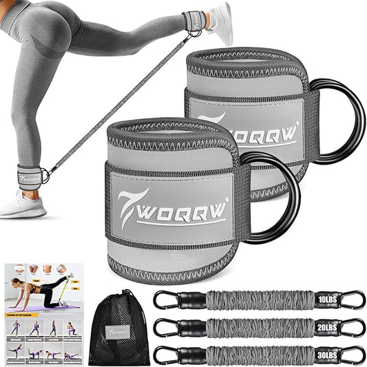 Ankle Resistance Bands with Cuffs, Ankle Bands for Working Out, Glutes Workout Equipment, Butt Exercise Equipment for Kickbacks Hip Fitness Training, Legs Resistance Bands for Women & Men