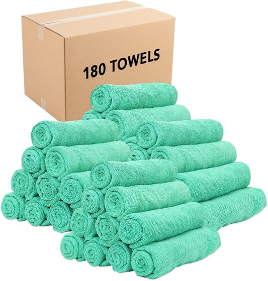 Arkwright Microfiber Gym Towel - Bulk Case of 180 - Super Soft, Quick Dry Workout Sweat Towels, 300 GSM Lightweight & Absorbent for Sports, Working Out, Yoga, and Spa, 16 x 27 in, Green-StrideForce Fitness