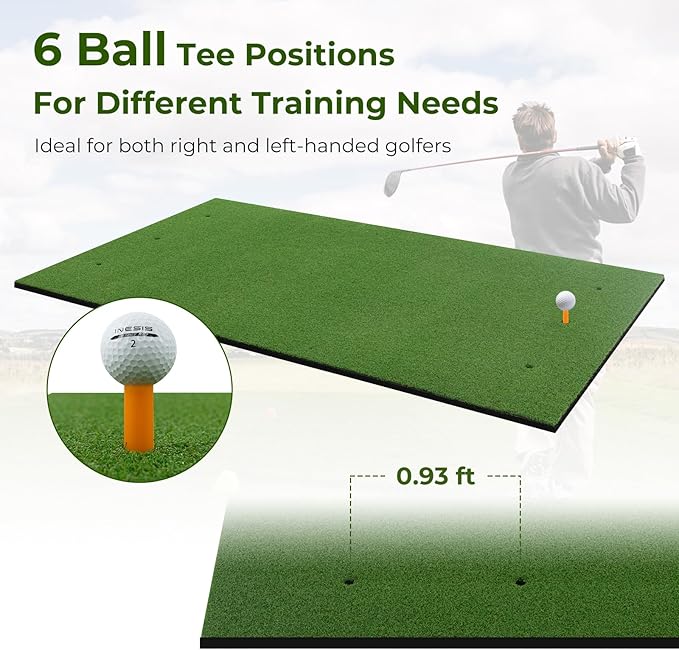 Tangkula Golf Hitting Mat, Artificial Turf Mat for Indoor/Outdoor Golf Practice Includes 2 Rubber Tees & 2 Alignment Sticks, Golf Training Mat for Home Backyard Garage-StrideForce Fitness