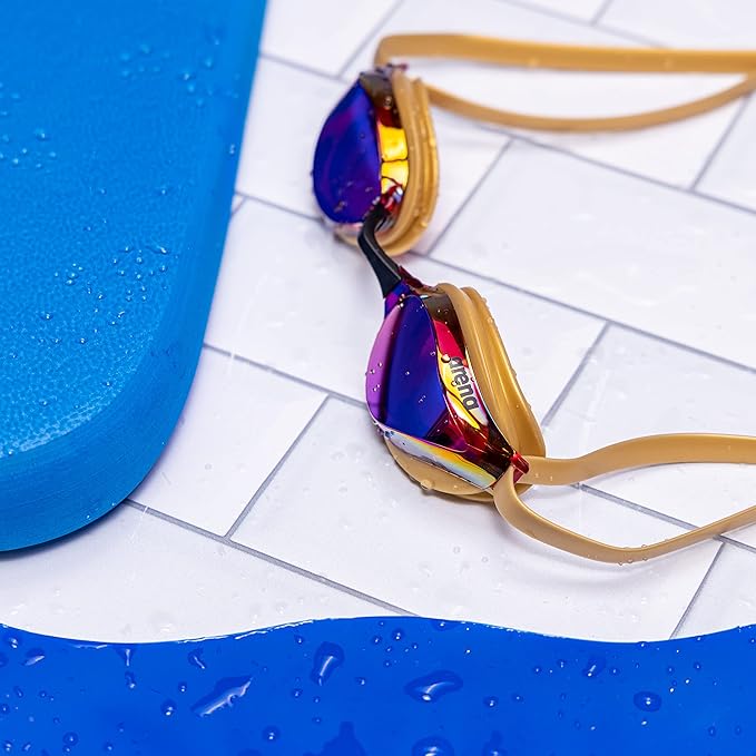 ARENA Unisex Python Racing Swim Goggles for Men and Women Anti-Fog No Leak Max Comfort Dual Strap, Mirror/Non-Mirror Lens-StrideForce Fitness