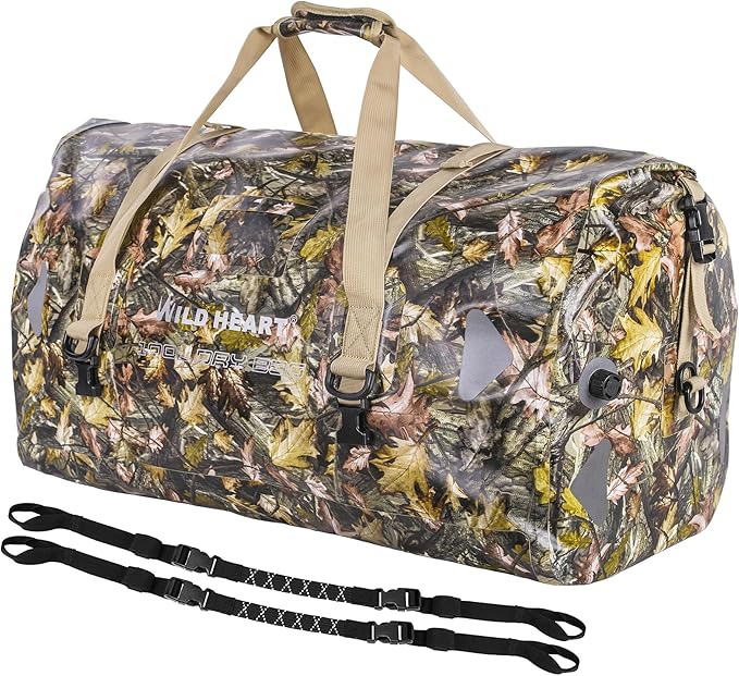 WILD HEART Waterproof Motorcycle Duffel Bag PVC500D Double-bottom With Rope Straps and Inner Pocket 40L 66L 100L for Kayaking, Camping, Boating,Motorcycle-StrideForce Fitness