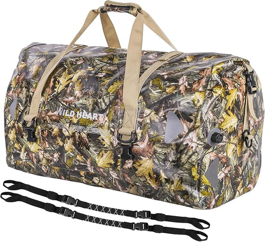 WILD HEART Waterproof Motorcycle Duffel Bag PVC500D Double-bottom With Rope Straps and Inner Pocket 40L 66L 100L for Kayaking, Camping, Boating,Motorcycle-StrideForce Fitness