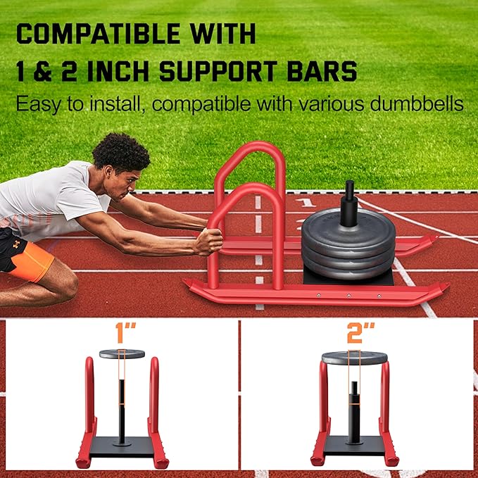 Weight Sled for Training, Heavy Duty 500 LBS Pull Push Sled for Outdoor, Indoor, Football, Durable Steel Weighted Sled, Compatible with 1" & 2" Weight Plate, Frame with Adjustable Reflective Stripe Vest-StrideForce Fitness