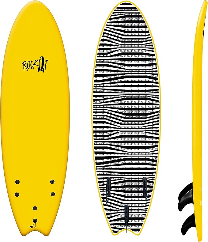 Rock-It 6' Albert Performance Fish Soft Top Surfboard Surf Board, Foam Surfboard, Kids Surfboard, Adult Surfboard, Tabla De Surf, Beginner Surfboard-StrideForce Fitness