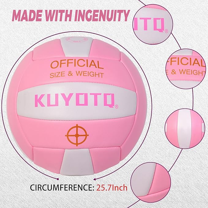 KUYOTQ Official Size 5 in&Outdoor Beach Volleyball,3MM Thickened Surface Soft Leather Youth Womens Mens Volleyball for Game Gym Training(Deflated)-StrideForce Fitness