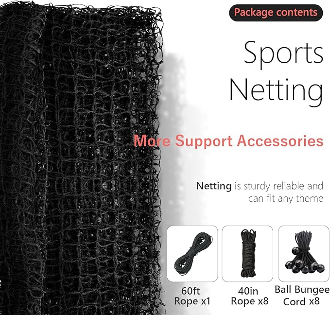 Storgem Baseball Softball Backstop Nets, Sports Netting, Sports Barrier Netting, Heavy Duty Sports Nets Netting Knotless for Playing Field, Backyard or Garage-StrideForce Fitness