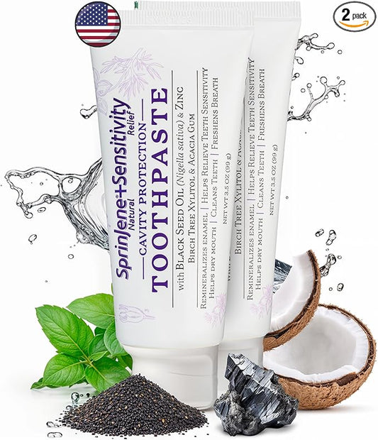 SprinJene Natural Sensitivity Relief Toothpaste with Fluoride – 2 Pack
