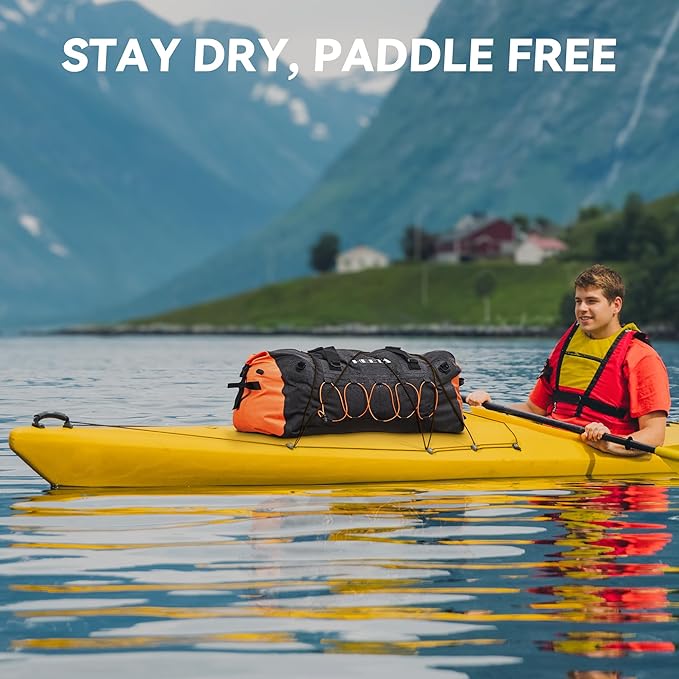 HEETA Waterproof Duffel Bag Motorcycle Dry Bag Backpack, 60L/80L Extra Large Rolltop Travel Duffle Bags with Straps & Handles for Kayaking Rafting Boating Canoeing Camping Gym Beach Cruise Ship-StrideForce Fitness