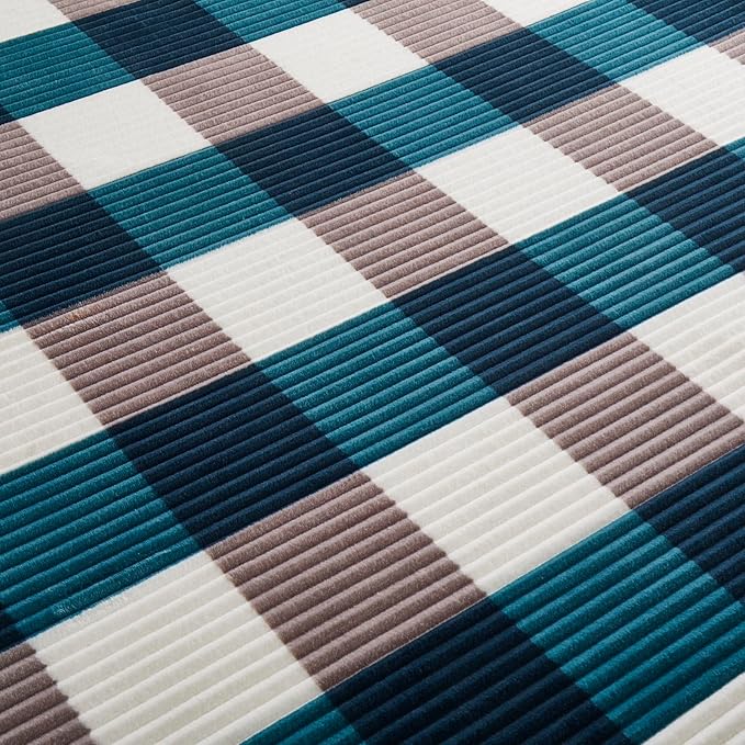 PU MEI Sherpa Blanket Twin Plaid Thick Bed Blanket, 90”*80” Super Soft Flannel Fuzzy Fleece Reversible Velvet Plush Warm Blanket for Couch (Teal Check, 80"*90")-StrideForce Fitness