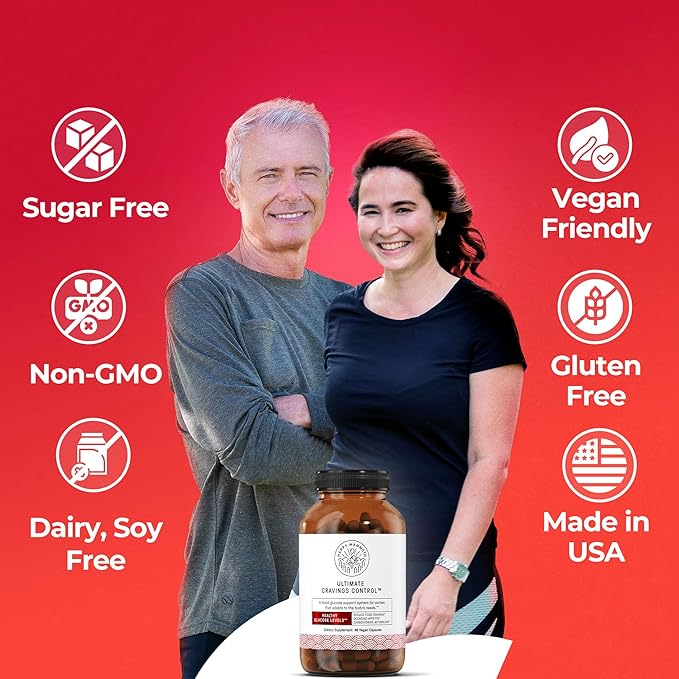 Happy Mammoth Ultimate Cravings Control – Sugar & Carb Cravings Support, Chromium, Natural Appetite Management & Metabolism Supplement for Adults, Non-GMO, No Gluten, Dairy, Soy or Sugar, 48 Capsules-StrideForce Fitness