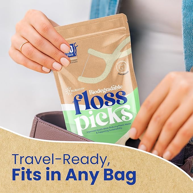 Biodegradable Floss Picks, Natural & Organic Floss Picks, Eco-Friendly Tooth Flossers, Perfect for Adults, Sustainable Oral Care, Fresh Breath, Eco-Conscious Solution (200 Units)