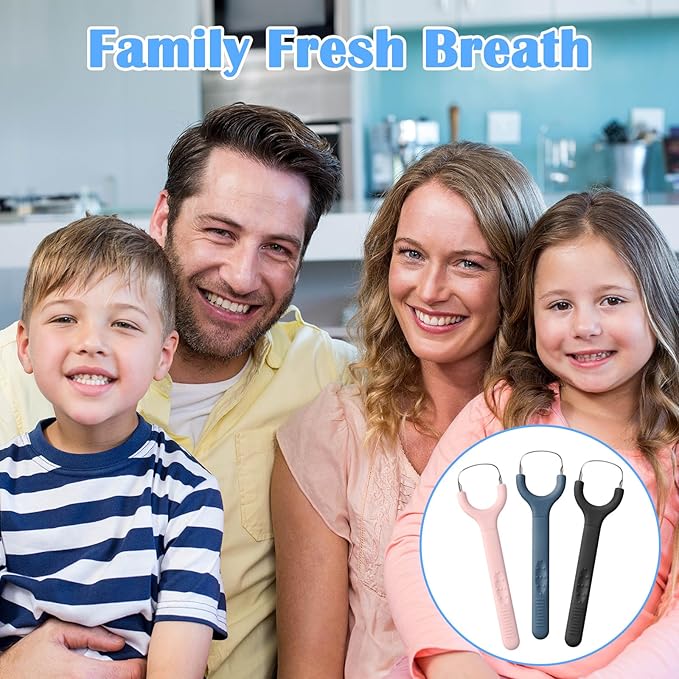 3 Pack Colorful Metal Tongue Scraper for Adults Stainless Steel Tongue Cleaner Tongue Brush Gentle Stylish Tongue Scrapers for Bad Breath Oral Hygiene Cleaning Tool