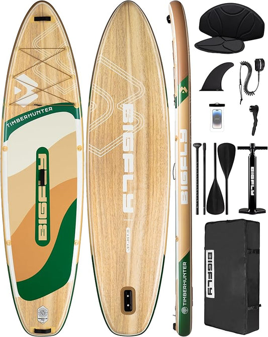 Bigfly Inflatable Stand Up Paddle Board 11’*34”*6”, Blow Up Paddle Board for Adults,with Detachable Fins, Pump, Floating Paddle, Safety Leash,Backpack-StrideForce Fitness