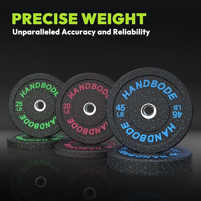 Colored Bumper Weight Plates Olympic Weight Plate Set 2-Inch, 10/15/20/25/35/45/55 lb Barbell Weight Plates Set for Home Gym, Rubber Strength Training Weights Plates for Weight Lifting-StrideForce Fitness