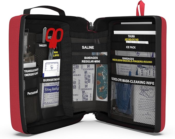 Portable First Aid Kit for Kids with CPR Shield - Ideal for Home, Car, School, Camping, and as a Travel First aid kit. Latex-Free Bandages – Children First Aid Guide by The Life Safety Pro-StrideForce Fitness