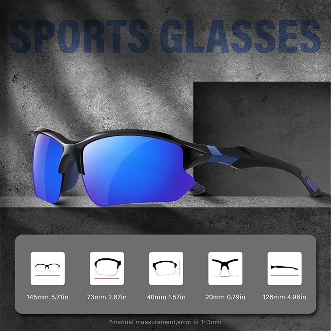 Sports Polarized Sunglasses for Men Cycling Running Fishing UV Protection Sun Glasses Lightweight Half Frame Goggles-StrideForce Fitness