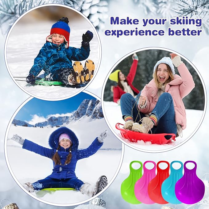10 Pcs Snow Sled Board for Kids Outdoor Winter Plastic Skiing Boards with Handle Portable Downhill Sleds Snowboard Sleigh for Kids Snow Grass and Sand Boarding, 5 Colors-StrideForce Fitness