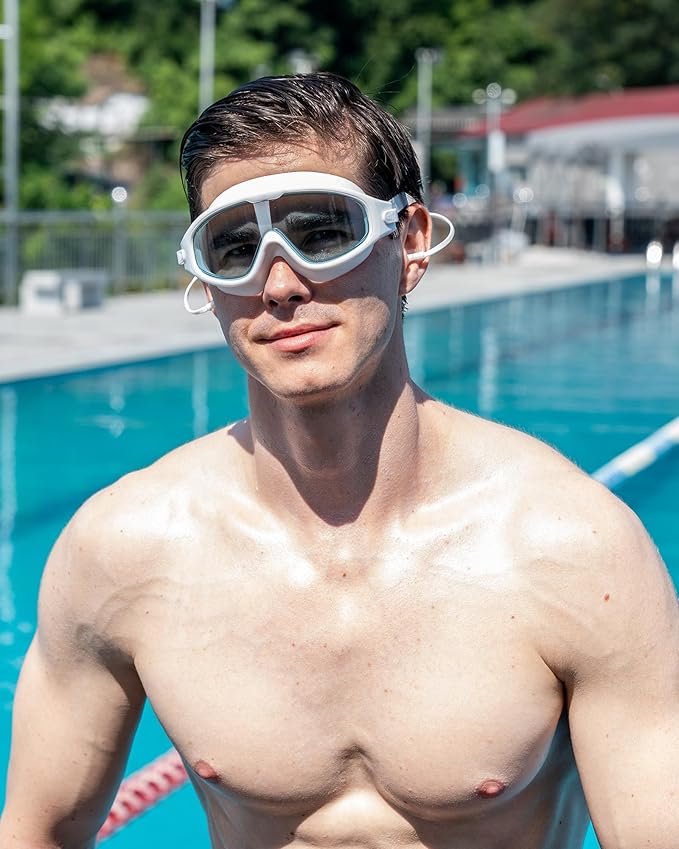 Adult Swimming Goggles,Leak-Proof,Anti-Fog Pool Glasses,Wide View Swim Goggles with Ear Plugs and Nose Clip-StrideForce Fitness