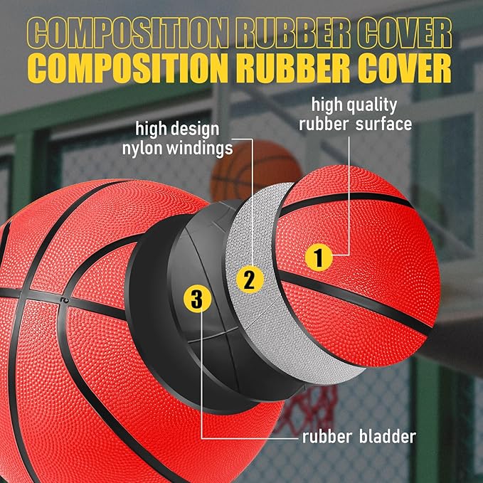 Jerify 12 Pack Official Size Rubber Basketballs for Kids Child Junior Youth Indoor Outdoor Sports Basket Balls with Pump Back to School Student Gifts Operation Christmas Bulk Items-StrideForce Fitness