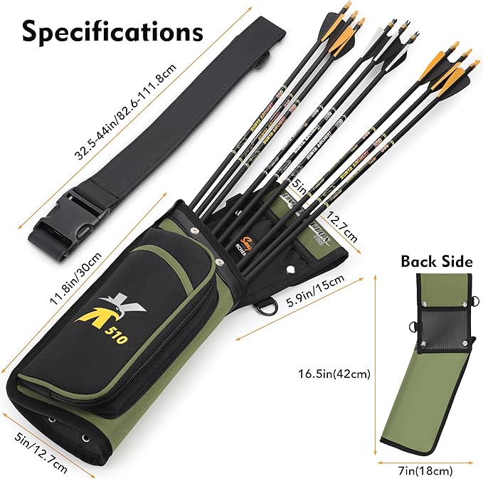 SUNYA X510 Field & Competition Hip Arrow Quiver | 3-Slot Noise-Free Archery Quiver with Sturdy Storage System (42x18cm)-StrideForce Fitness