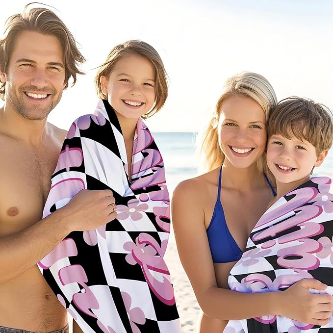 JML Personalized Beach Towel with Name, Custom Flower Beach Towel, Customized Microfiber Pool Towel, Quick Dry & Absorbent Swim Towel for Adult,Mother's Day, Birthday, Summer Holiday,Vacation-StrideForce Fitness