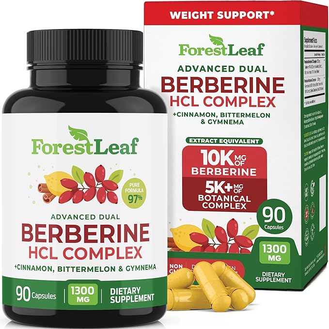 Berberine Supplement 1300mg per Serving- 97% Tested Ultra High Potency Berberine HCl with Ceylon Cinnamon, Bitter Melon & Gymnema, 10:1 Extract Berberis Supplements, Weight Management, 90 Veggie Caps-StrideForce Fitness